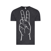 Vintage Black peace sign two fingers hand gesture symbol illustration t shirt Vintage Tee - linhVisuals