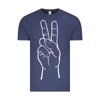 Vintage Denim peace sign two fingers hand gesture symbol illustration t shirt Vintage Tee - linhVisuals
