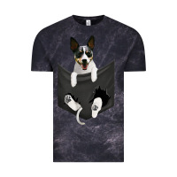 Cloud Black rat terrier dog in pocket, rattie puppy, ratting terrier t shirt Vintage Tee - linhVisuals