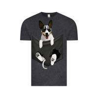 Vintage Black rat terrier dog in pocket, rattie puppy, ratting terrier t shirt Vintage Tee - linhVisuals