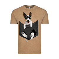 Vintage Coffee rat terrier dog in pocket, rattie puppy, ratting terrier t shirt Vintage Tee - linhVisuals