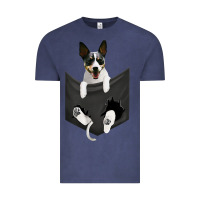 Vintage Denim rat terrier dog in pocket, rattie puppy, ratting terrier t shirt Vintage Tee - linhVisuals