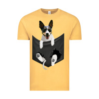 Vintage Mustard rat terrier dog in pocket, rattie puppy, ratting terrier t shirt Vintage Tee - linhVisuals
