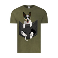 Vintage Olive rat terrier dog in pocket, rattie puppy, ratting terrier t shirt Vintage Tee - linhVisuals