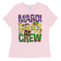Bubblegum Pink Mardi Gras crew Ladies Tee - BundleAndBundleShop