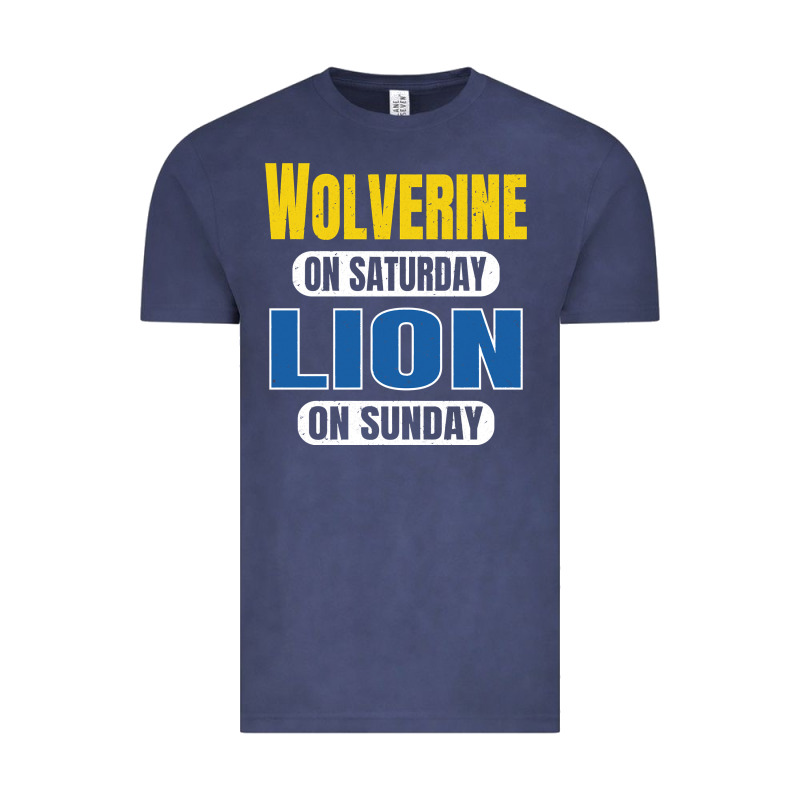 Wolverine On Saturday Lion On Sunday Fans Detroit Vintage Pullover Hoo Vintage Tee by linhVisuals | Teevron
