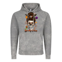 Cloud Rock Spooky Vibes Skull Messy Bun Vintage Hoodie - texasbilliewilder