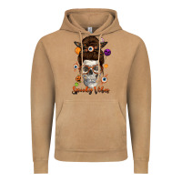 Vintage Camel Spooky Vibes Skull Messy Bun Vintage Hoodie - texasbilliewilder