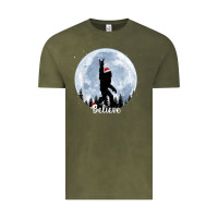 Vintage Olive santa bigfoot christmas rock funny sasquatch believe xmas t shirt Vintage Tee - linhVisuals