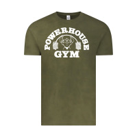 Vintage Olive POWERHOUSE GYM POPULAR Vintage Tee - linhVisuals