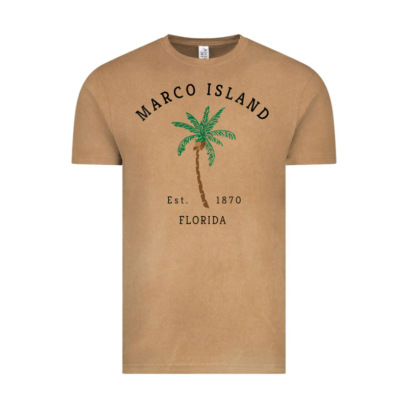 Womens Marco Island Florida Colorful Palm Tree Retro Novelty Art V Nec Vintage Tee by linhVisuals | Teevron