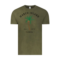 Vintage Olive womens marco island florida colorful palm tree retro novelty art v nec Vintage Tee - linhVisuals
