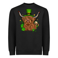 Black St. Patrick's Day cow Heavyweight Sweatshirt - OliviaCreatesArt