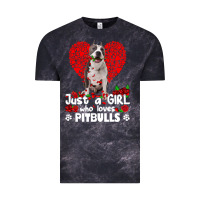 Cloud Black pitbull lover dog roses funny just a girl who loves pitbull 213 pitbul Vintage Tee - linhVisuals