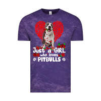 Cloud Purple pitbull lover dog roses funny just a girl who loves pitbull 213 pitbul Vintage Tee - linhVisuals