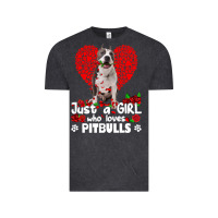 Vintage Black pitbull lover dog roses funny just a girl who loves pitbull 213 pitbul Vintage Tee - linhVisuals