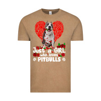Vintage Coffee pitbull lover dog roses funny just a girl who loves pitbull 213 pitbul Vintage Tee - linhVisuals