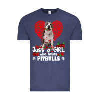 Vintage Denim pitbull lover dog roses funny just a girl who loves pitbull 213 pitbul Vintage Tee - linhVisuals
