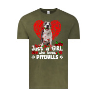 Vintage Olive pitbull lover dog roses funny just a girl who loves pitbull 213 pitbul Vintage Tee - linhVisuals