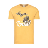 Vintage Mustard great lakes shaped men women petoskey stone michigan rocks pullover ho Vintage Tee - linhVisuals