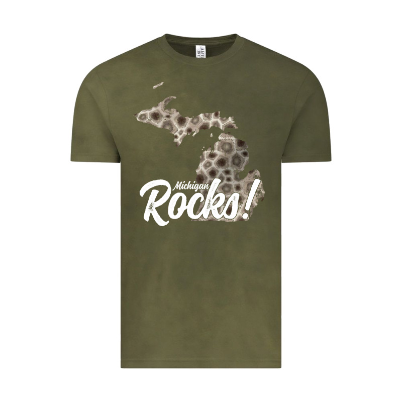 Great Lakes Shaped Men Women Petoskey Stone Michigan Rocks Pullover Ho Vintage Tee by linhVisuals | Teevron