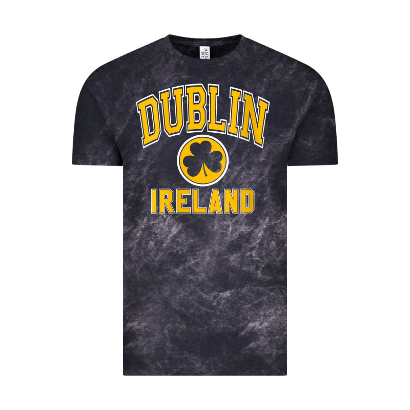 Womens Dublin Ireland Varsity Style Shamrock Green With Amber Print V Vintage Tee by linhVisuals | Teevron