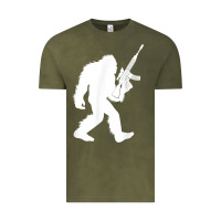 Vintage Olive bigfoot with rifle sasquatch 2nd amendment gun t shirt Vintage Tee - linhVisuals