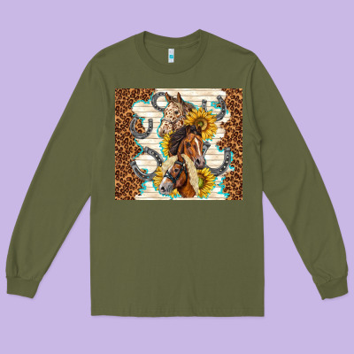 Horses With Sunflowers Long Sleeve Tee Designed By Tumblerdesignbyshophia