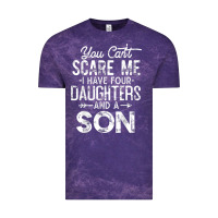 Cloud Purple you can't scare me i have four daughters and a son funny dad t shirt Vintage Tee - linhVisuals