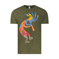 Vintage Olive dancing kokopelli southwestern usa native american symbol t shirt Vintage Tee - linhVisuals