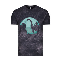 Cloud Black bigfoot riding loch ness monster sasquatch ufo abduction pullover hood Vintage Tee - linhVisuals