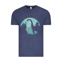 Vintage Denim bigfoot riding loch ness monster sasquatch ufo abduction pullover hood Vintage Tee - linhVisuals