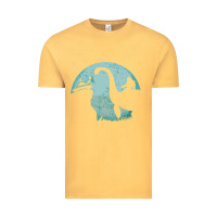 Vintage Mustard bigfoot riding loch ness monster sasquatch ufo abduction pullover hood Vintage Tee - linhVisuals