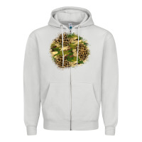 Dove Grey camouflage and leopard patch  2 Zipper Hoodie - BundleAndBundleShop
