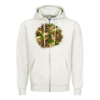 Oatmeal Heather camouflage and leopard patch  2 Zipper Hoodie - BundleAndBundleShop
