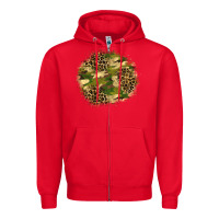 Red camouflage and leopard patch  2 Zipper Hoodie - BundleAndBundleShop