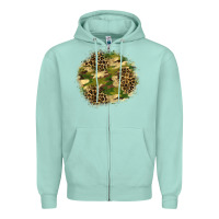 Seafoam camouflage and leopard patch  2 Zipper Hoodie - BundleAndBundleShop