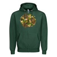 Sports Green camouflage and leopard patch  2 Zipper Hoodie - BundleAndBundleShop