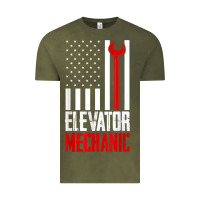 Vintage Olive elevator mechanic american flag gift for elevator technician t shirt Vintage Tee - linhVisuals