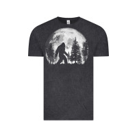Vintage Black bigfoot in the forest hiding at night full moon trees nature t shirt Vintage Tee - linhVisuals