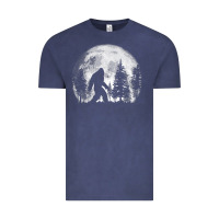 Vintage Denim bigfoot in the forest hiding at night full moon trees nature t shirt Vintage Tee - linhVisuals
