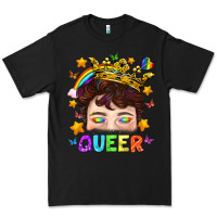 Black LGBTQ+ Queer Portrait With Crown And Rainbow Premium Tee - BundleAndBundleShop