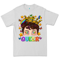 Dove Grey LGBTQ+ Queer Portrait With Crown And Rainbow Premium Tee - BundleAndBundleShop