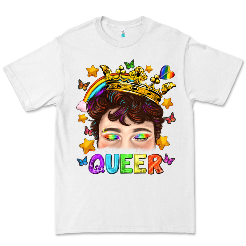 Lgbtq+ Queer Portrait With Crown And Rainbow Premium Tee by BundleAndBundleShop | Teevron