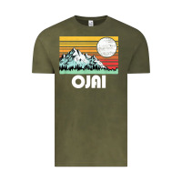 Vintage Olive ojai california mountains & sun retro 80s graphic Vintage Tee - linhVisuals