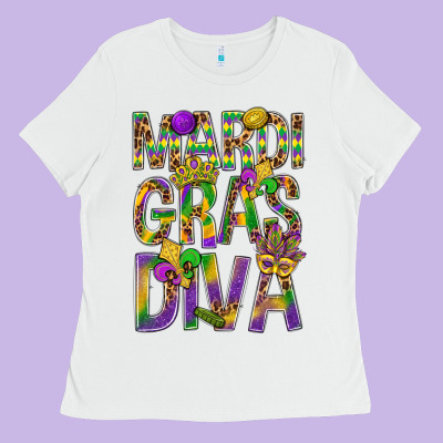 Mardi Gras Diva Ladies Tee Designed By Bundleandbundleshop