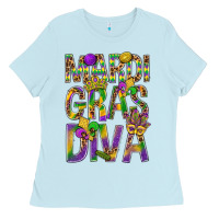 Baby Blue Mardi Gras diva Ladies Tee - BundleAndBundleShop