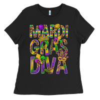 Black Mardi Gras diva Ladies Tee - BundleAndBundleShop