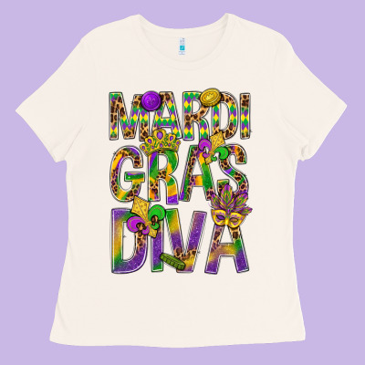 Mardi Gras Diva Ladies Tee Designed By Bundleandbundleshop