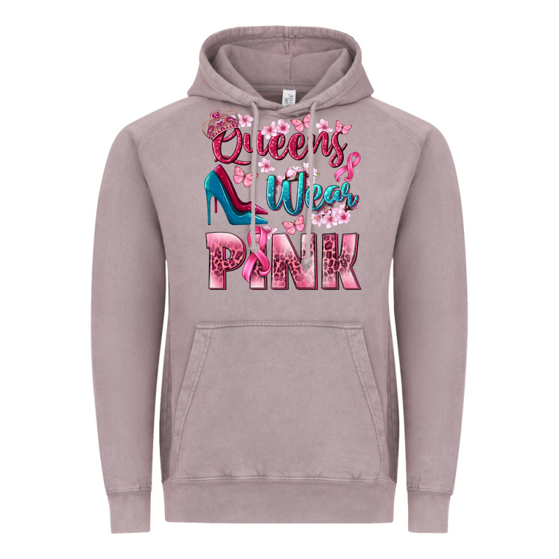 Queens Wear Pink Breast Cancer Vintage Hoodie by NancyCooperArtShop | Teevron